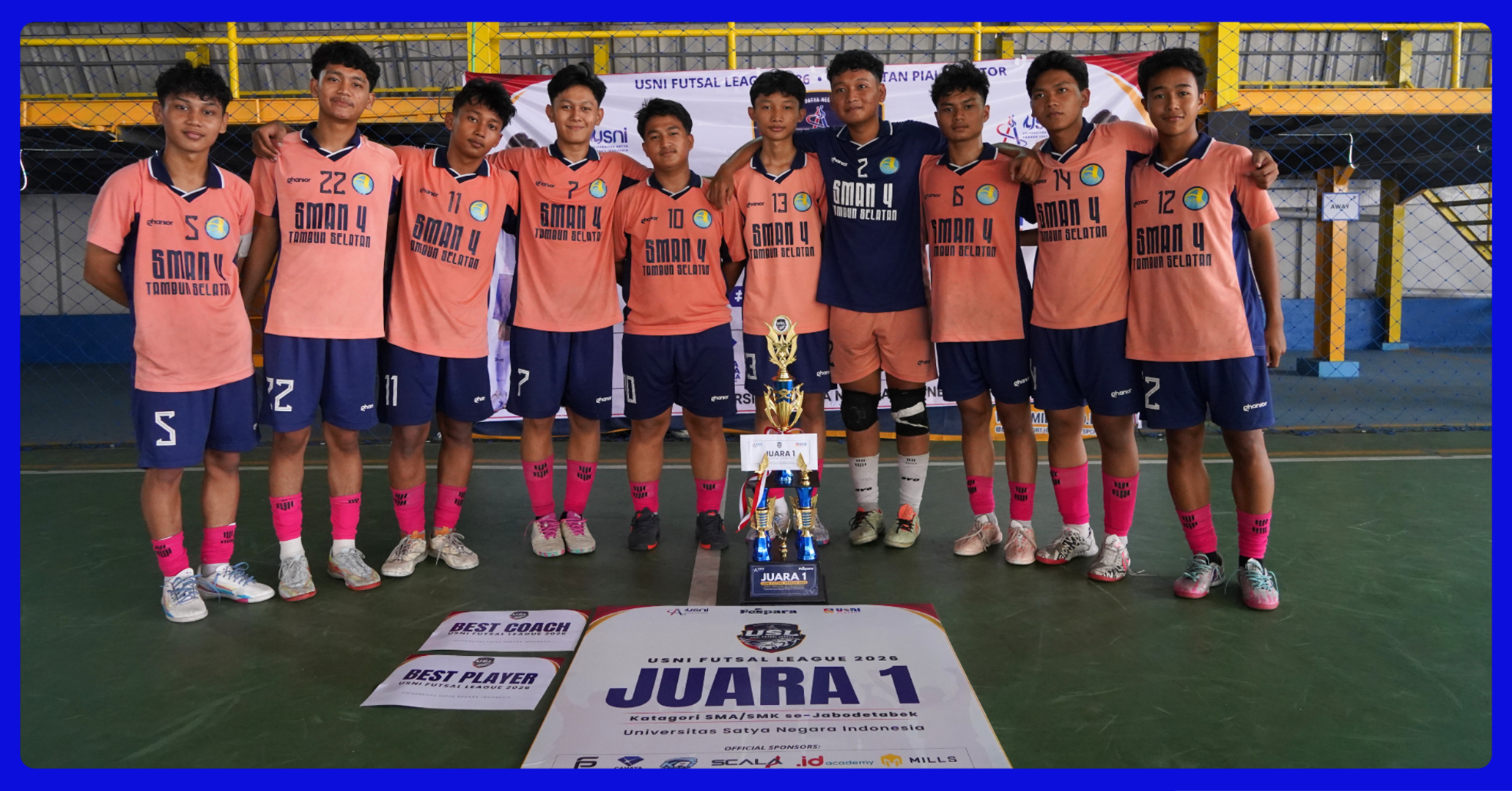 USNI Futsal League Tournament 2026 Resmi Berakhir, Piala Rektor Diraih SMAN 4 Tambun Selatan 
